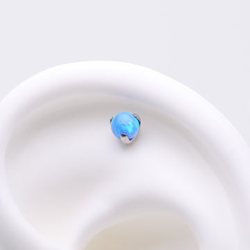 Detail View 1 of Implant Grade Titanium OneFit Threadless Fire Opal Ball Prong Set Top Part-Blue Opal